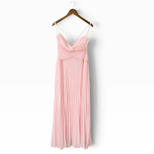 Lulus Corella Light Pink Pleated Backless Maxi Dress size Large NWT - Image 4