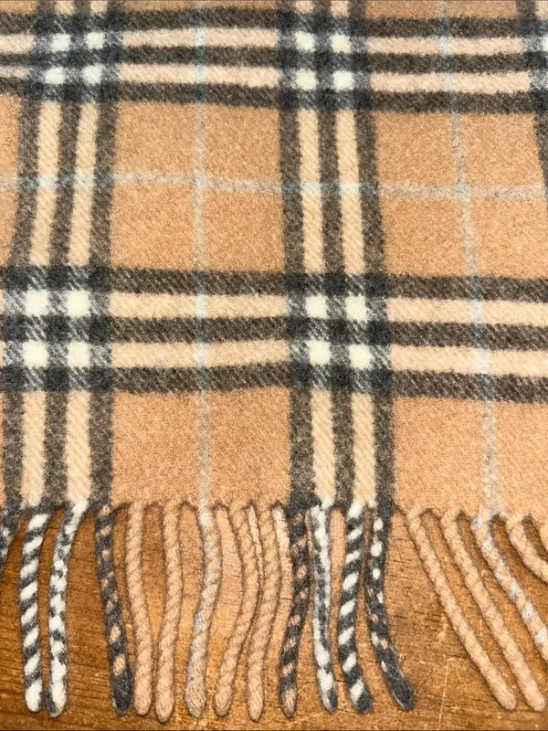 Burberry Nova Check Scarf Camel Plaid Merino Wool Cashmere Blend Made inScotland - Image 6