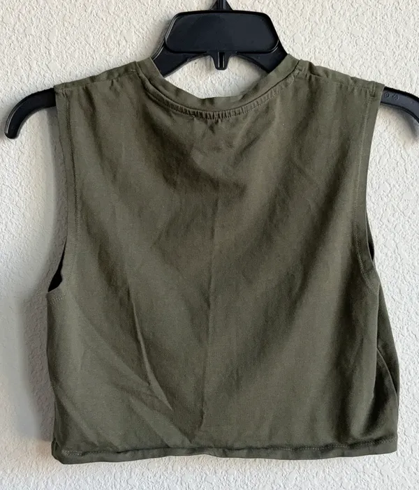 Zara Olive Green Cropped Tank Top – Size M - Image 3