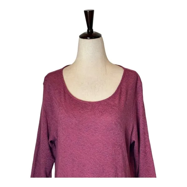 Cut Loose Dress Women Large Pink Mauve Lace Like Pattern Long‎ Sleeve Mini Boho - Image 3