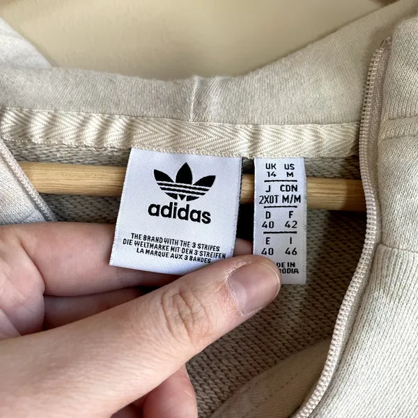 Adidas vintage retro colorblock beige navy burgundy pullover hoodie women's M - Image 3