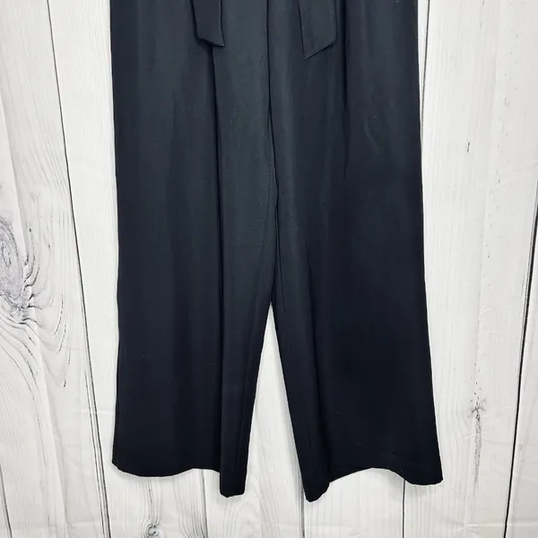 LULULEMON Noir Pant Women Sz 10 Wide Leg Tie Elastic Waist Black Slash Pockets - Image 3