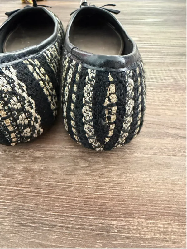 Laundry List Ballet Flats Size 8 Black Gold - Image 6
