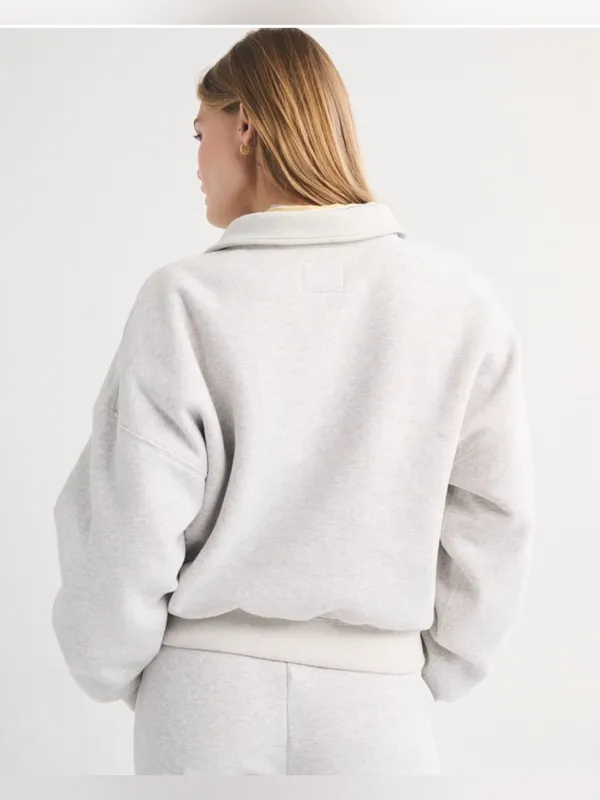 Abercrombie & Fitch Soft Max Essentials half zip cropped sweatshirt gray small - Image 3