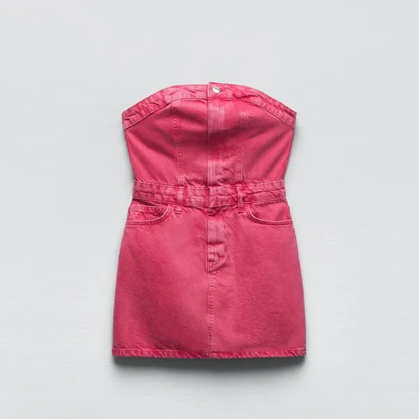 ZARA mini dress denim jeans sleeveless western southwest cowboy cowgirl - Image 6