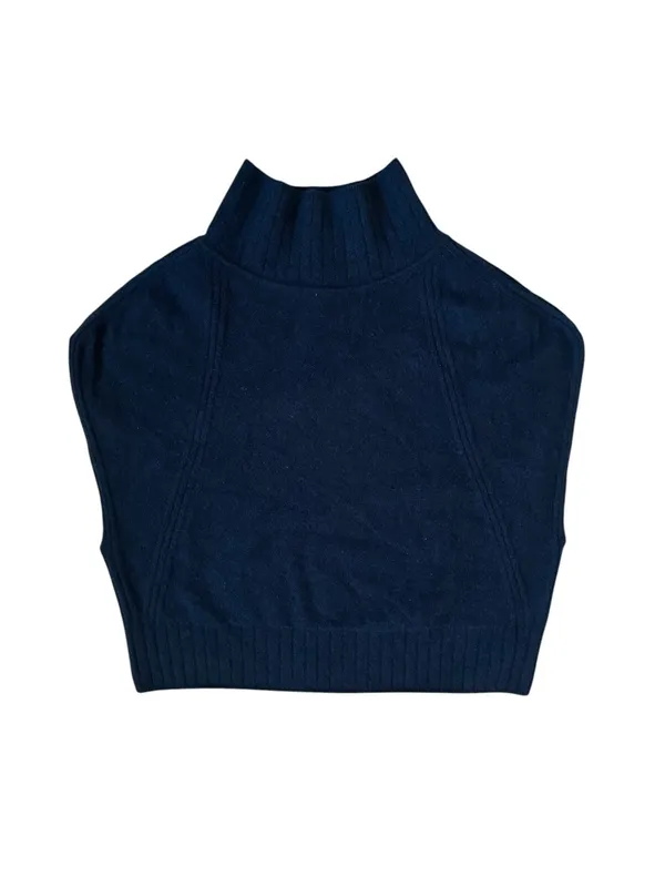 Pilcro Cashmere Mock-Neck Sweater Vest Quiet Luxury Minimalist City Preppy - Image 2