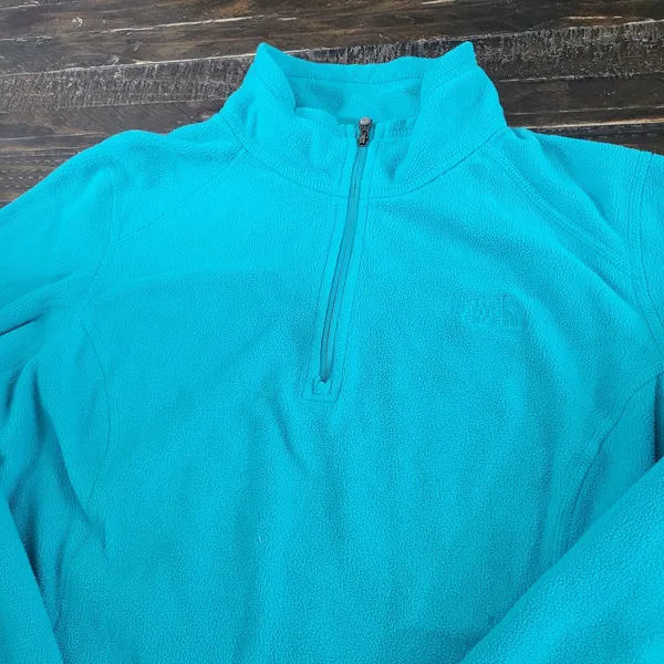 Women’s Medium The North Face Turquoise Polartec Fleece Pullover Jacket - Image 3