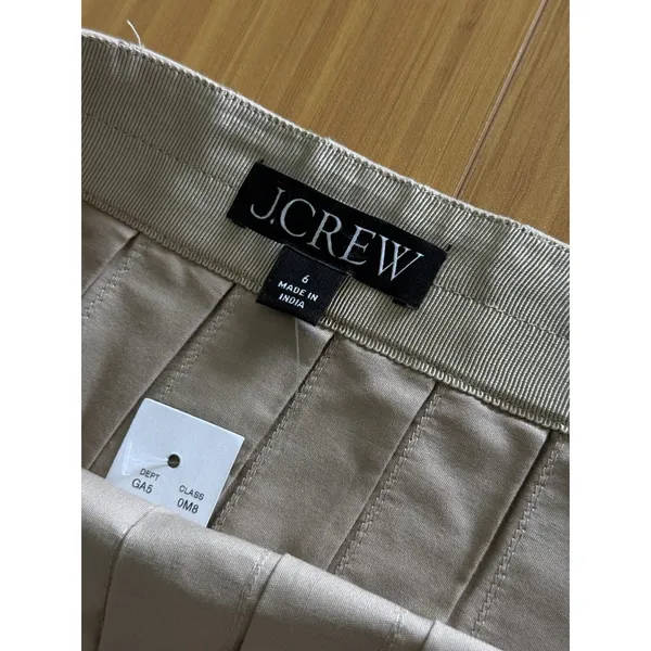 J.Crew NWT Pleated Skirt in Cotton Poplin Size 6 Washed Hazelwood Tan $178 New - Image 5
