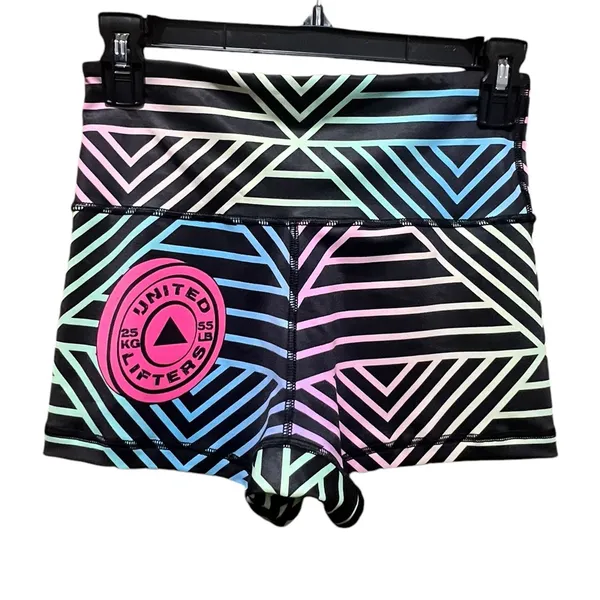 United‎ Lifters Striped Multi Colored High Waisted Compression Shorts Size Small - Image 3