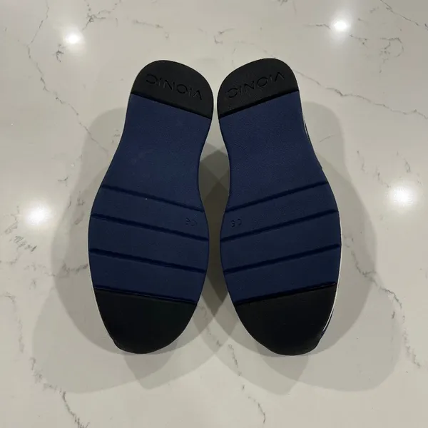 Vionic Navy Suede Slip-On Flats with Black Elastic - Image 6