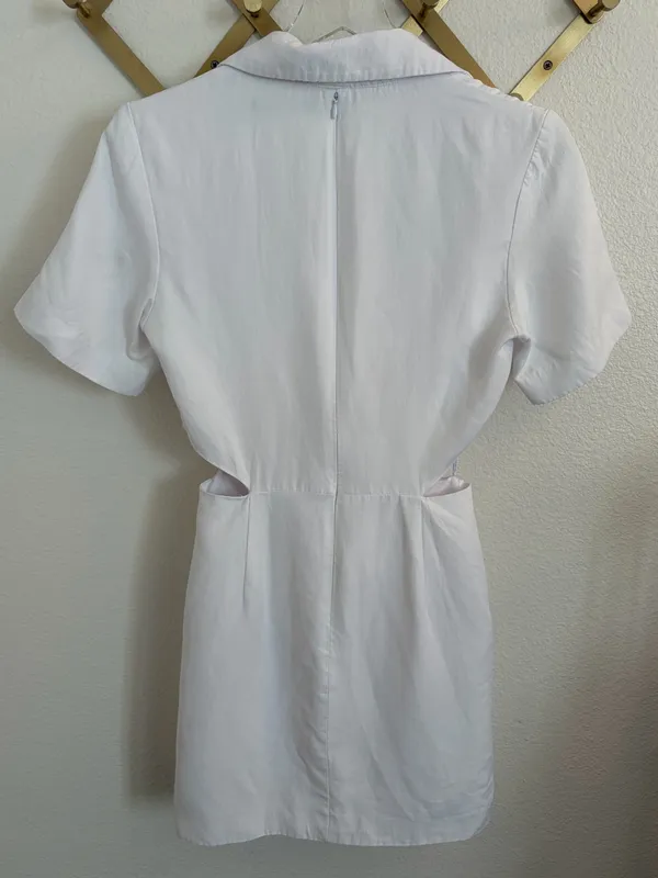 Zara Blogger Favorite White Blazer Front Twist Cutout Mini Dress XS - Image 10