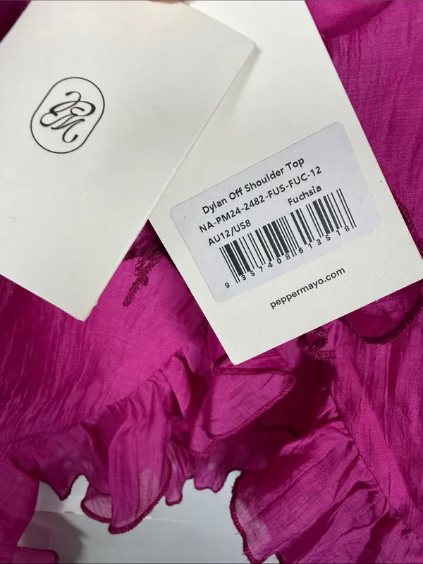 Peppermayo Exclusive Dylan Off Shoulder Ruffle Top Fuchsia New with Tags W2509 - Image 7