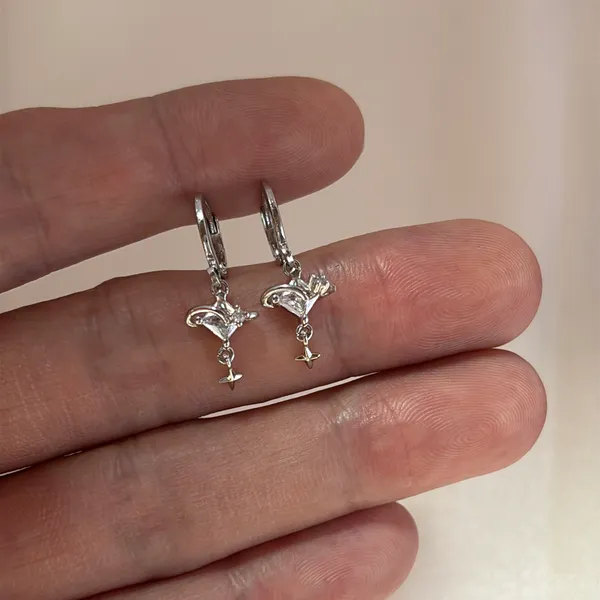 CZ Star Love Heart Dangle Drop Earrings for Women - Image 4