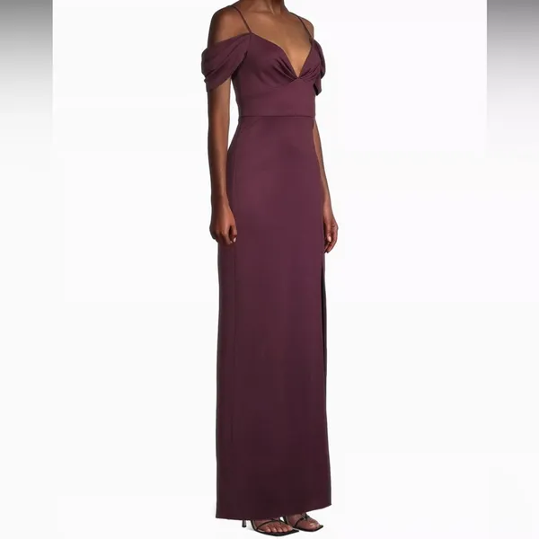 Sachin & Babi Brittany Stretch Crepe Cold-Shoulder Gown Size‎ 6 Deep Wine NWT - Image 3