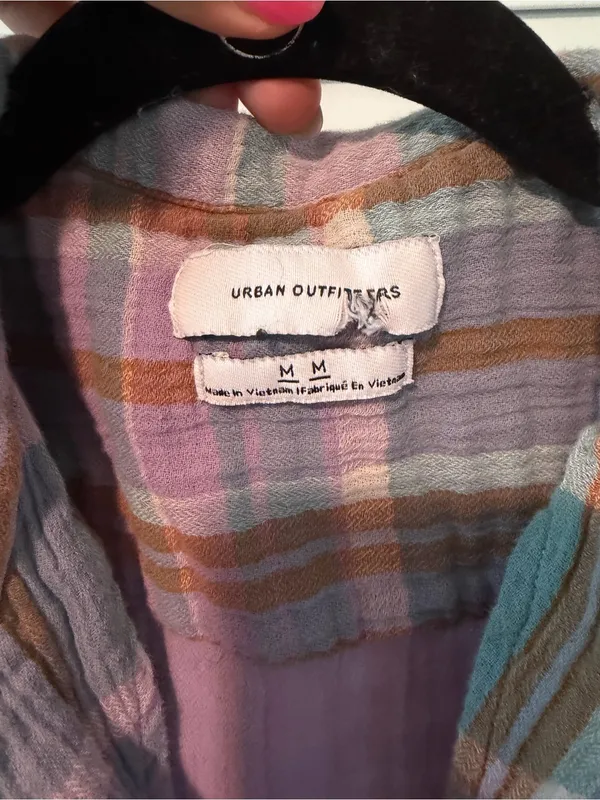 Urban Outfitters Multicolor Pastel Plaid Button-Down Shirt - Image 4