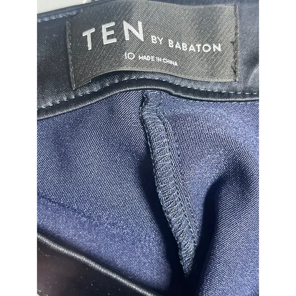Aritzia Ten by Babaton Women's Black Satin Straight Leg Trousers Dress Pants 10 - Image 3