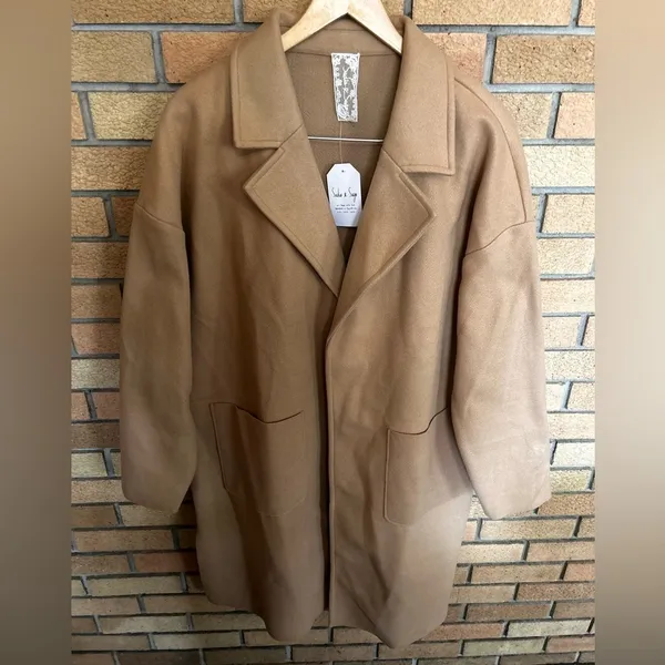 NWT Sadie And Sage All Along Coat Camel Size Large Oversized Normcore Academia - Image 4