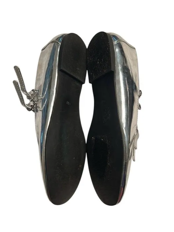 Aqua Silver tone Metallic Mary Jane Buckle Flats/Shoes(Size 6M) - Image 3