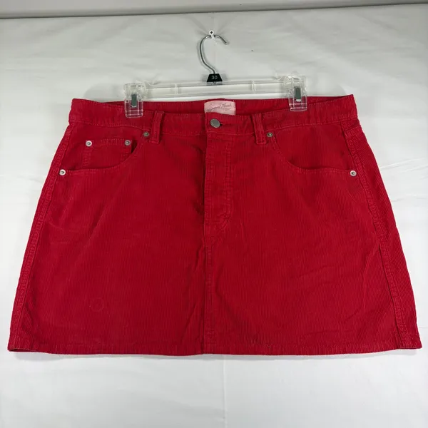 Universal Thread Womens Red‎ Corduroy Mini Skirt Size 12 Cotton 5-Pocket Classic - Image 2