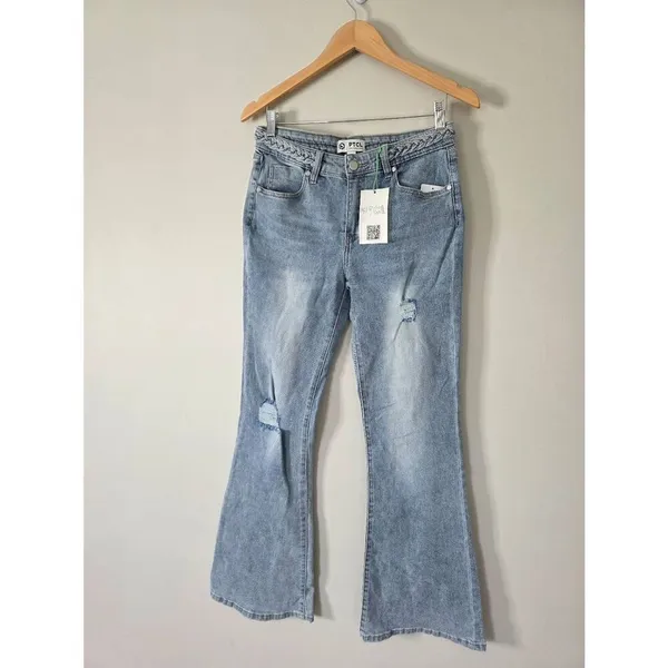 PTCL Flared Blue Jeans Distressed Size 29‎ Stretch Nordstrom NWT - Image 6