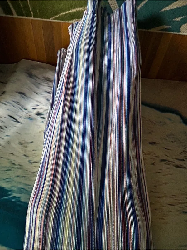 Caramela Striped Halter Maxi Dress in Blue White & Red MD - Image 12