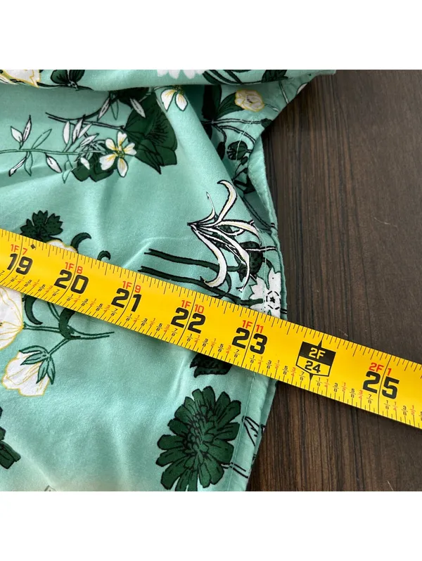 LOFT Floral Peplum Blouse Women XL Mint Green Long Balloon Sleeve Cottage Y2K - Image 8