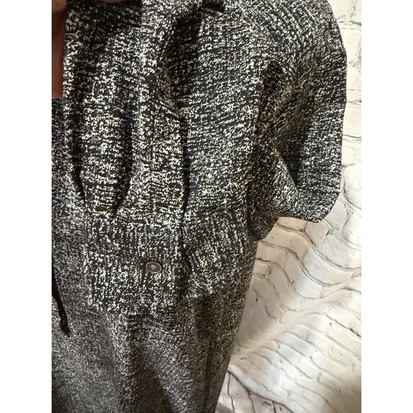 Lou & Grey Ann Taylor Loft Mottled Black White Mod Shift Henley Dress Large - Image 5