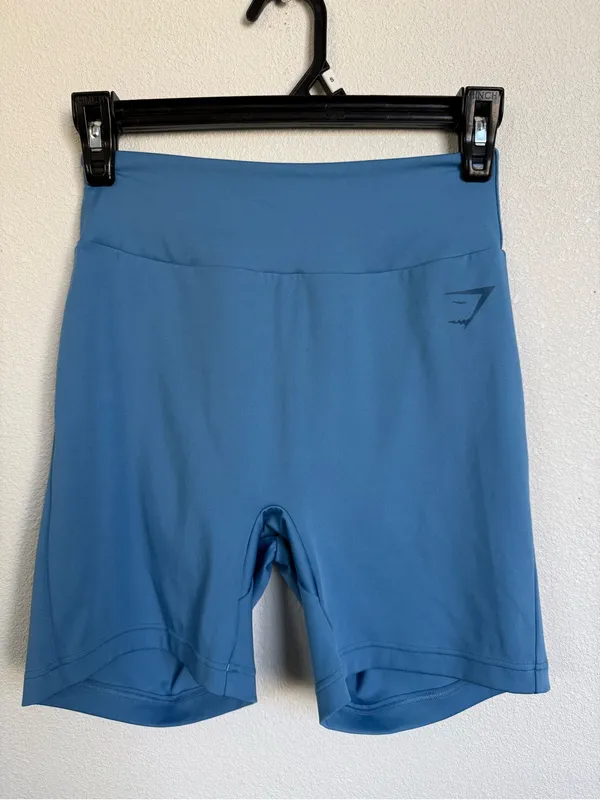 Gymshark Power High Waist Scrunch Butt Biker Shorts Blue Size M - Image 3