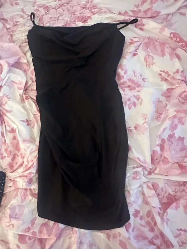 Windsor Black Ruched Mini Dress - Image 2