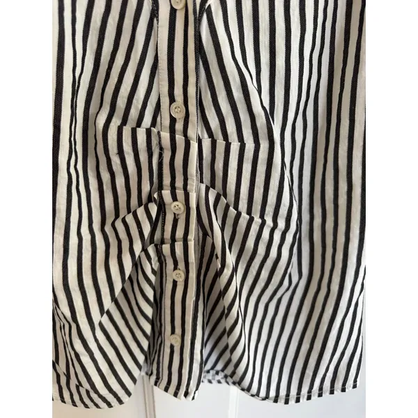 Frame striped linen blend shirred short sleeve top size medium - Image 4
