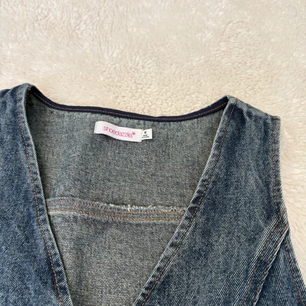 Shoedazzle Womens Cotton Sleeveless Denim Vest M Western Boho Indie Festival Summer Resort - Image 4