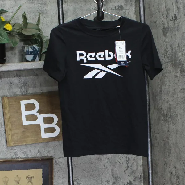 NWT Reebok Womens Graphic Big Logo Tee HB2271 Black XS - Image 3