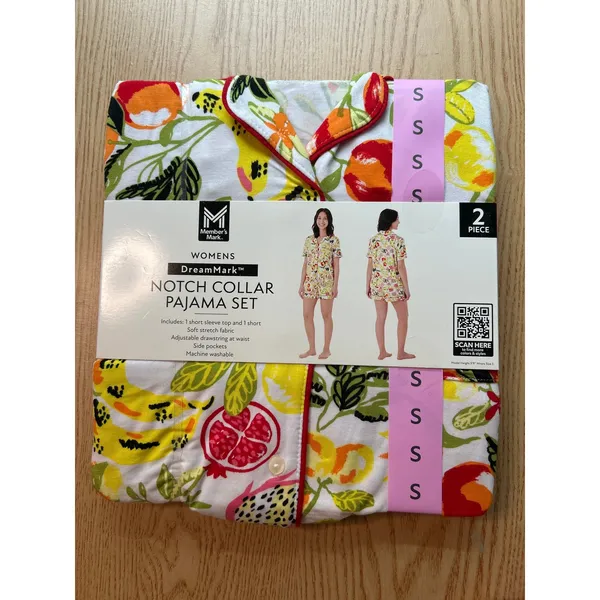 New Women’s 2Pc Member's Mark Shirt & Shorts Fruit Print Pajamas Set Small 4/6 - Image 4