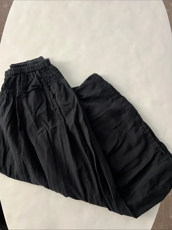 Free People Free-Est Black Super Wide Leg Lightweight Cotton Pants Small - Image 3