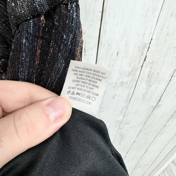 Francescas Dress Women Size XS Sparkly Spaghetti Black Gold Sparkle Cocktail NWT - Image 5