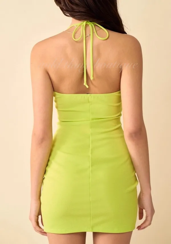 Lime green halter dress - Image 3