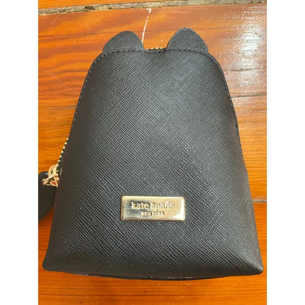 Kate Spade Jazz Things Up Cat Coin Purse WLRU3071 Black Leather Rare - Image 3