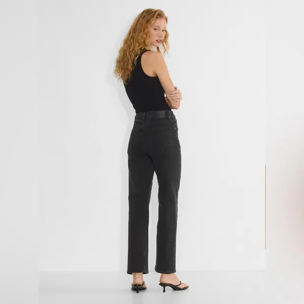 Denim Forum The Arlo High Rise Straight Jean in Black‎ Size 26 x 26 L - Image 13