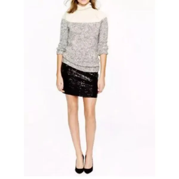 J.Crew Sequin Mini Skirt Size 6 Black Iridescent Party Holiday - Image 3