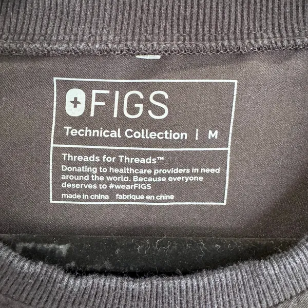 FIGS Technical Collection Black Scrub Top M Pocket Tee Unisex Medical Workwear - Image 5