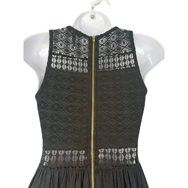 Material Girl Black Lace Bodice Maxi Dress Sleeveless Slit‎ Small Goth Festival - Image 4