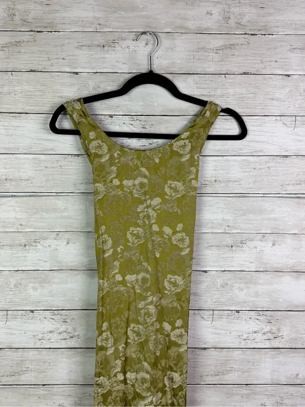 Lulus Lamila Chartreuse Floral Satin Column Maxi Dress Size Large - Image 5