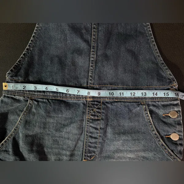 Free People Denim Raw Hem Mini Overall Skirt Size 4 - Image 14