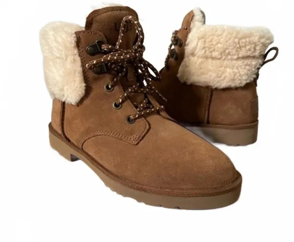 UGG Romely Heritage Lace Up Boot Leather Chestnut Womens 6 US / 37 EU NEW - Image 2
