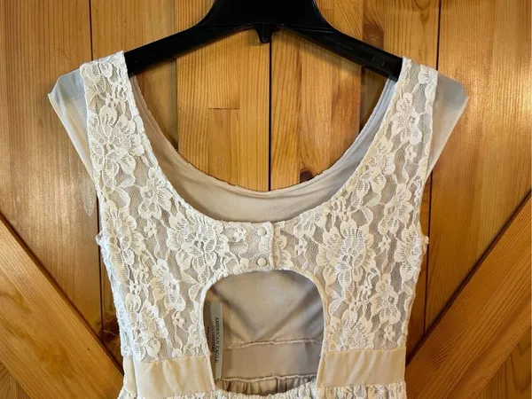 American Eagle Summer Lace Overlay Dress White Cream Size 2 Cap Sleeve nwt (069 - Image 6