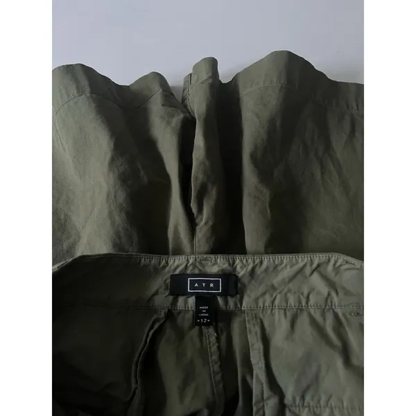 AYR Women’s Cotton High Rise Pleated Shorts Olive Size 12 - Image 5