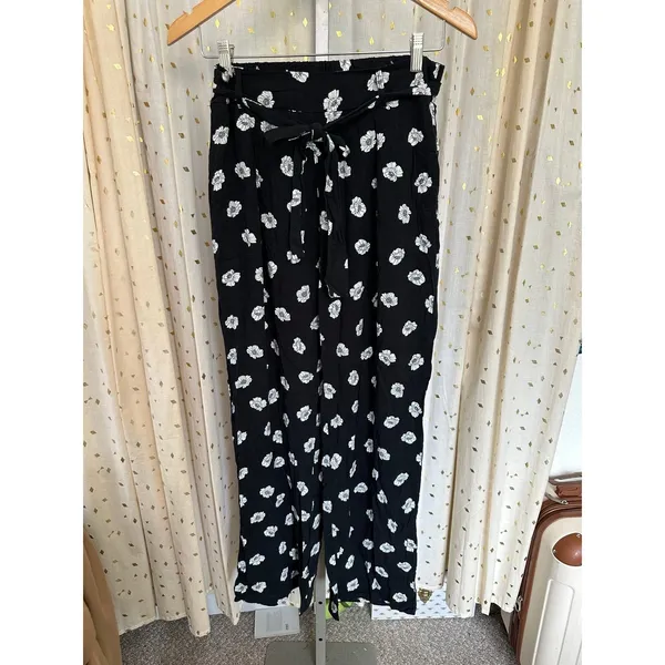 BeBop Juniors Hawaiian Floral Self Tie Sash Belt Wide Leg Pants L - Image 2
