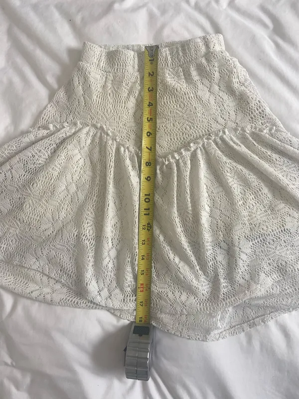 Zara Girls Boho Embroidered Eyelet Lace Ruffle Skirt Size 11-12  - Image 6