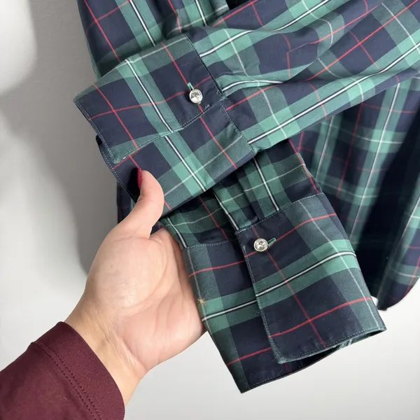 NWT Talbots Perfect Popover Blouse 10 Preppy Workwear Casual Green‎ Tartan Plaid - Image 8
