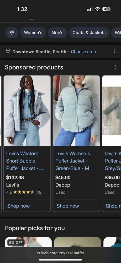 Levi’s Corduroy Puffer Jacket - Image 5